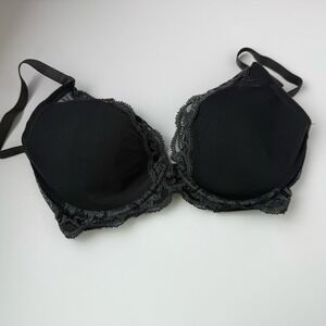 Natori Women's Feathers Luxe  Plunge Bra Dark Gray Sz 30DD Lace Underwire Molded